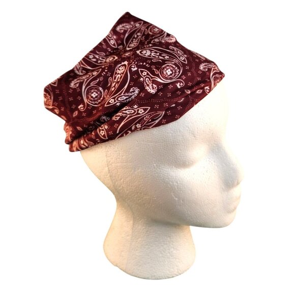 Burgundy Paisley Knit Headwrap Hairband Soft Stretchy Headband Fabric Unisex Swe - Picture 8 of 9
